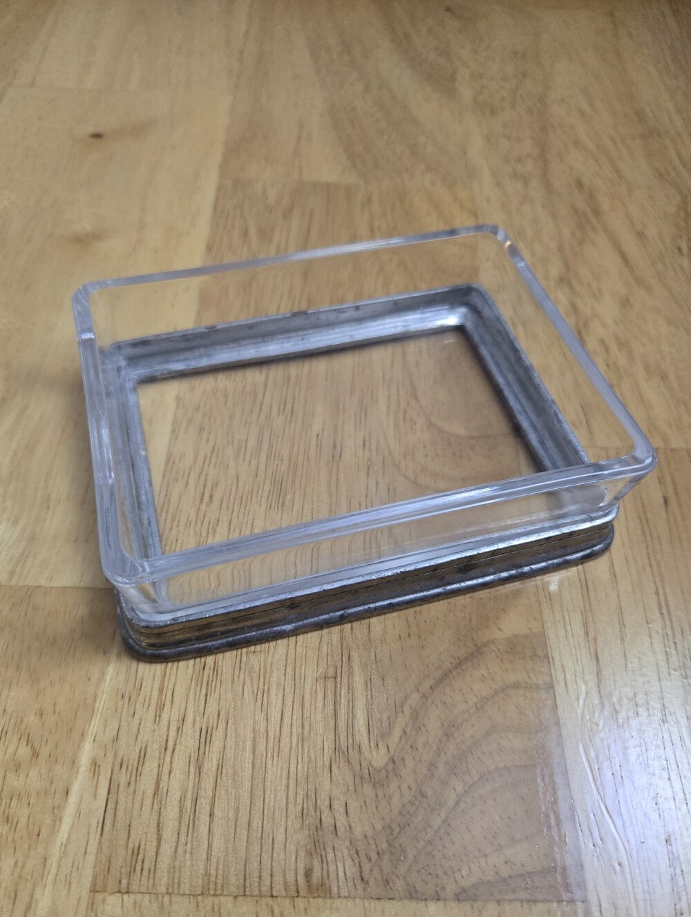 Vintage Italian 95 Pewter Vanity Trinket Dish Heavy Cut Glass Insert 5x4
